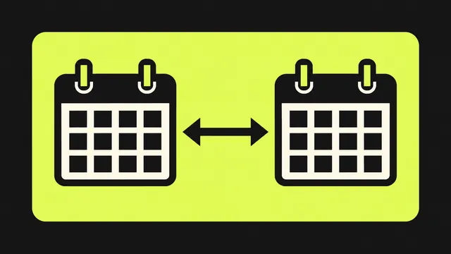 Dos calendarios unidos por una flecha de doble sentido