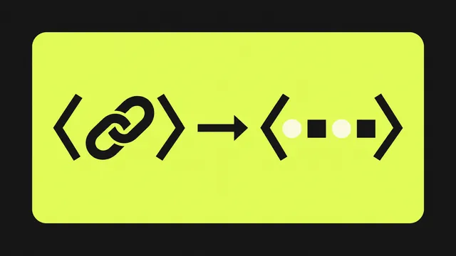 Eslabones y signos de código que representan un componente de URL